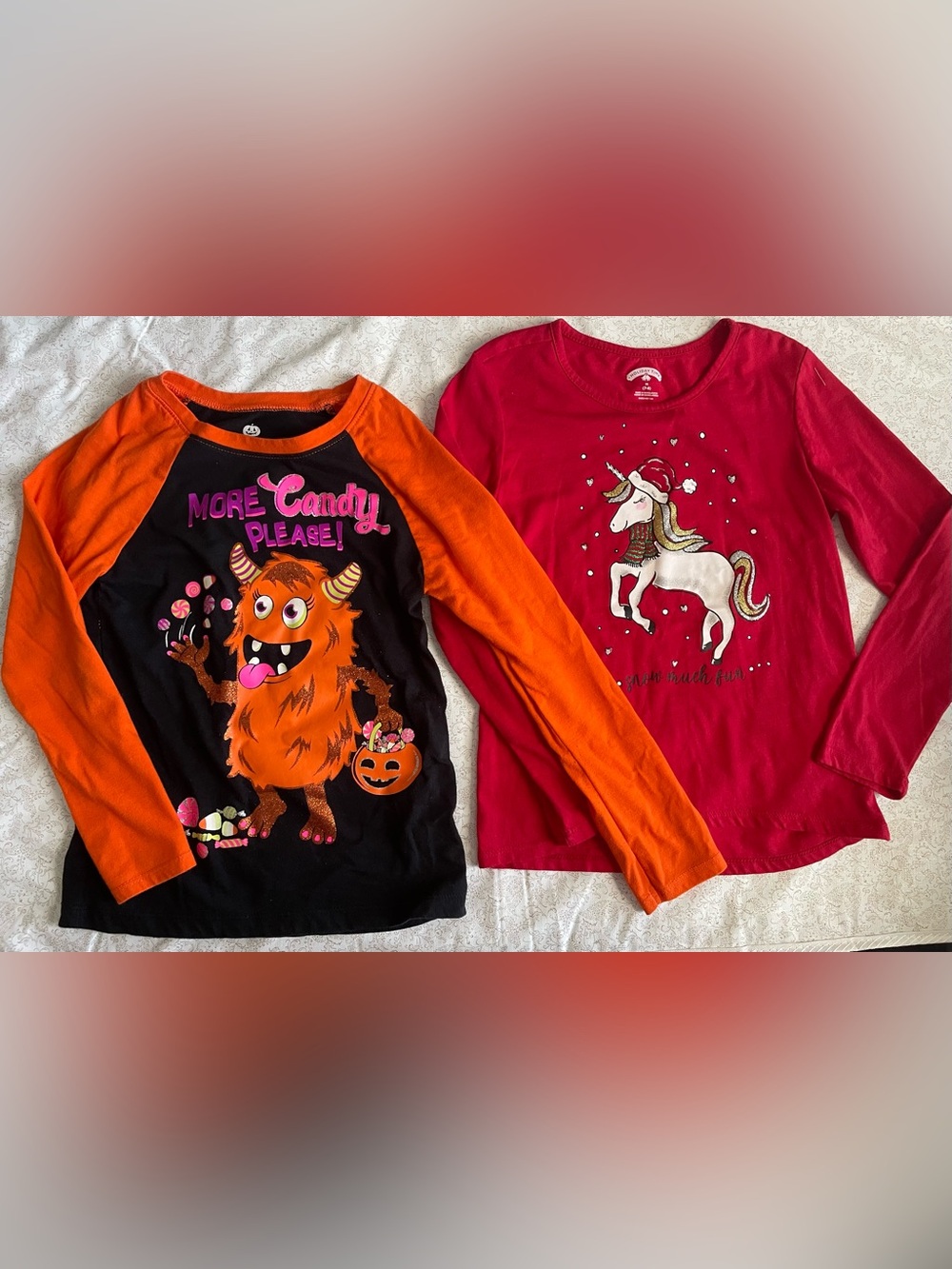 Kids Halloween Monster Long-Sleeve Tee - Orange & Black